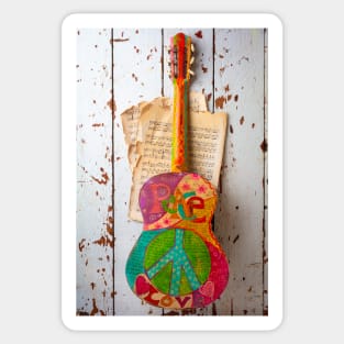 Love Peace Guitar Hanging On Wall Sticker